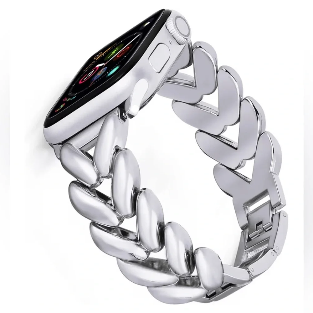 Jbh* New! Smart Watch Replacement Silver Links Band with 2 Link Pins